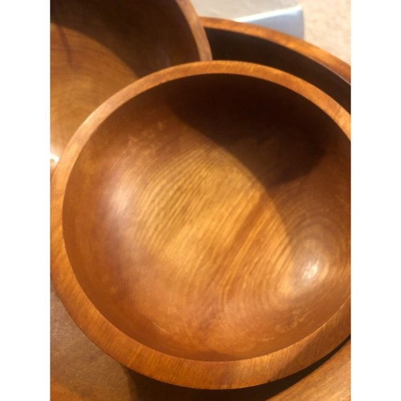 Wooden Serving Bowl w/2 Wooden Salad Bowls, MCM - Picture 2 of 6